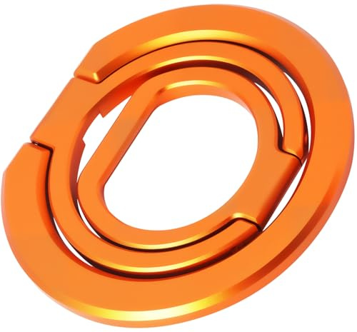 Foenor Phone Grip for MagSafe,360°Rotation Magnetic Phone Ring Holder Ultra-Thin & Lightweight Grips for Back of iPhone 17/16/15/14/13/12 Series (Orange)