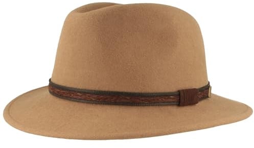 Breiter Outdoor Filz-Hut - Trekking Wollhut Aus 100% Wolle - Wasserabweisend & Faltbar - Mit Ledergarnitur - Für Herren & Damen
