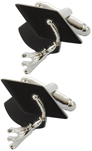 Manschettenknöpfe Herren Schwarz - Mit Box - Mörtelbrett - Langlebiges Messing - Graduierung Hochschulabschluss Universität - Ein Paar