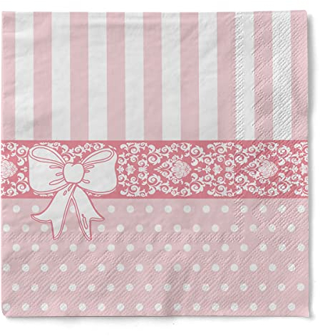 Sovie HOME Tissue Serviette BINE | Rosa | Ideal für Hochzeiten und Geburtstage | 33x33cm | 20 Stück