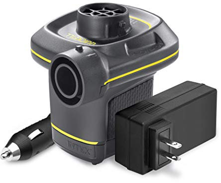 INTEX 66633E QuickFill 120 Volt AC/DC Electric Pump: Inflates and Deflates Air Mattresses, Kayaks, Boats – Includes 3 Nozzles – Sleek and Compact Design – 480 L/Min Air Flow – Indoor and Outdoor Use