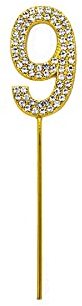 9 Gold Diamond Sparkley Cake Topper Number Year For Mans Boys Womens Girls Birthday Anniversary Party Decorations