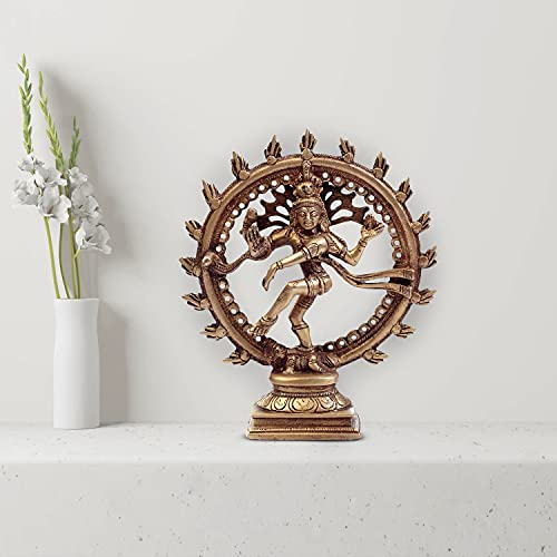 ARTVARKO Idol Lord Shiva Dancing Natraj Murti Nataraja Shiv Statue Messing Metall Home Decor Mandir Tempel Geschenk Puja Pooja 16,5 cm Schaustück