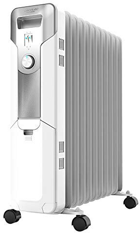 Cecotec Ready Warm 5700 Space White - Radiatore elettrico a olio, 11 moduli, basso consumo, 2500 W, 3 livelli di potenza, protezione surriscaldamento, ruote 20 mq