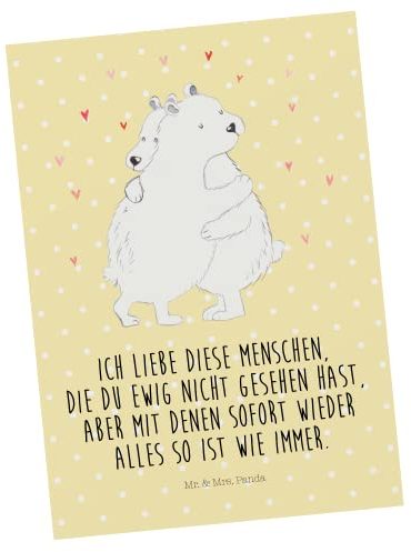 Mr. & Mrs. Panda Postkarte Eisbär Umarmen - Geschenk, Einladung Geburtstag, lustige Sprüche, Tiere, Dankeskarte, Einladungskarten Geburtstag, Gute