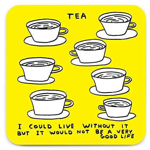 Official David Shrigley - Funny 'Live Without Tea Coaster' - Small Gift Ideas For Him Her - Friends Birthday - Housewarming Present - New Home Gift - Funny Gifts For Women Men - Sold By Brainbox Candy