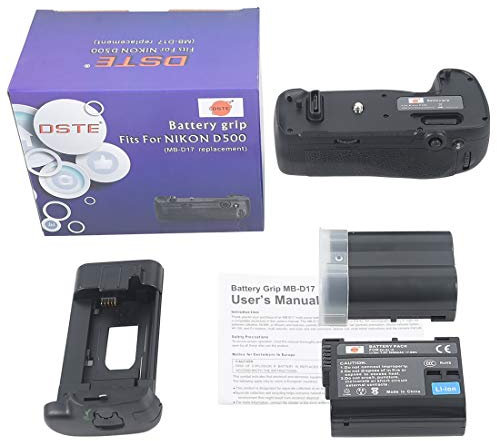 DSTE MB-D17 - Supporto verticale multi-potenza per batteria compatibile con fotocamera reflex digitale Nikon D500 + (confezione da 2) EN-EL15