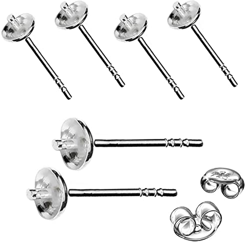 My-Bead 3 Paar Ohrstecker Perlschalen 925 Sterling Silber hypoallergen Rohlinge für Perlen Ohrschmuck DIY