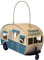 Rivers Edge Products Camper Vogelhaus, Wohnmobil-Nisthaus für kleine bis mittelgroße Vögel, rustikale Gartendekoration, türkis/weiß
