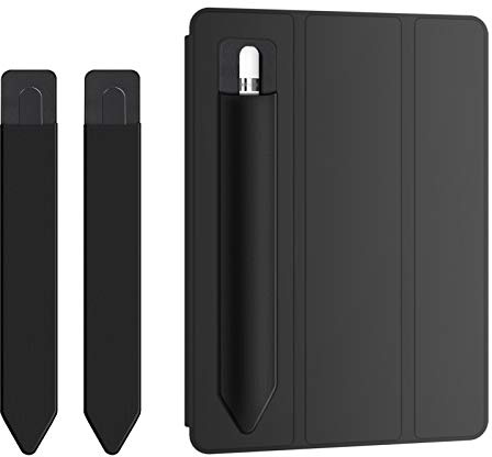 Doormoon Pencil Holder for iPad 2018 (6th Gen)/ iPad Air/ 9.7 / Pro 10.5/12.9, Detachable Elastic Apple Pencil 2nd Gen Leather Sleeve Pocket Pouch (Black x 2)