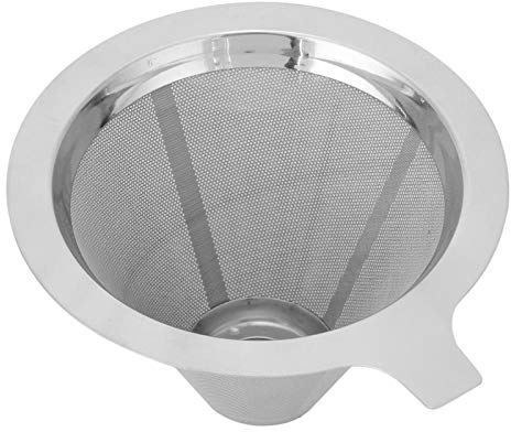 Cafellissimo Pour Over Coffee Dripper - Paperless Single Drip Brew Coffee Strainer for Best Results use Fresh Ground Coffee with a Medium-coarse Grind,Manual Reusable Stainless Steel Cone Filter,