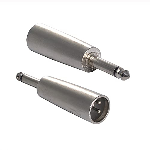 WLGQ 6.35mm 1/4 Inch TRS to XLR Adapter Single Sound Channel Headphone Stereo Audio Jack Adapter for Aux Cable, Guitar Amplifier, Digital Piano Amp Mixer- 6.5mm Male to XLR Male 2PCS