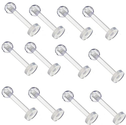 Lot de 30 anneaux de nez en acrylique transparent - 16 g - 8 mm - Pour le tragus, l'hélix, le cartilage - Bijou de piercing - Pour homme et femme
