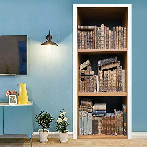 VIRANDA 3D Türtapete Selbstklebend TürPoster - Bücherregal - Türaufkleber Fototapete Abziehen und Aufkleben Türfolie Tür Tapete Poster Stickers 90 x 200 cm