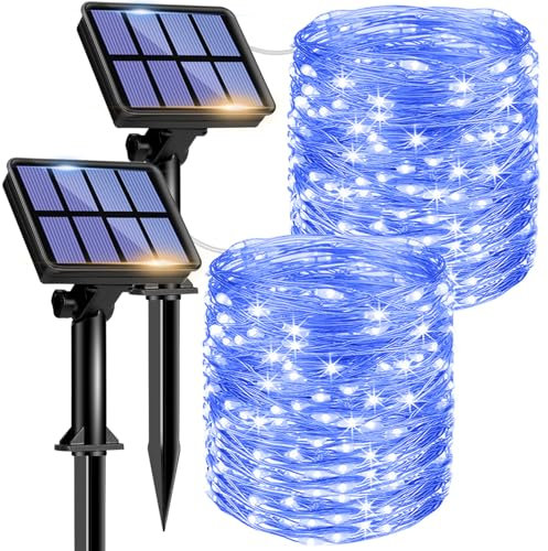 litogo 12m 120 Solar Garden Lights,2 Pack Solars String Lights 8 Modes Waterproof Copper Wire Decorative Solar String Lights for Patio, Gate, Yard, Trees, BBQ, Wedding, Party