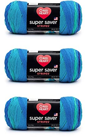 Red Heart Super Saver Garn, 3er-Pack, Cool Stripe 3 Stück