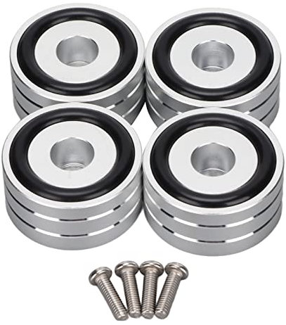 Dpofirs 4 Punte di Isolamento per Altoparlanti, Piedini per Giradischi Antiurto 40x20mm, Piedini di Isolamento per Paraurti Adesivi per Altoparlanti Giradischi per Teatro(Argento)