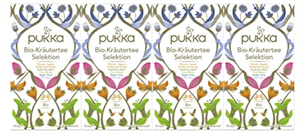 Pukka Tee Set, Bio Kräutertee Selektion, Zitrone, Ingwer & Manuka-Honig, Kurkuma Aktiv, Drei Minze, Night Time, Feel New, Für jeden Anlass, 4er Pack, 5 Teesorten x4, 80 Teebeutel