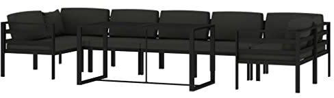 vidaXL Gartenmöbel Set 8-TLG. mit Kissen Mittelsofa Ecksofa Tisch Sitzgruppe Sofa Lounge Garten Garnitur Gartenset Gartensofa Aluminium Anthrazit