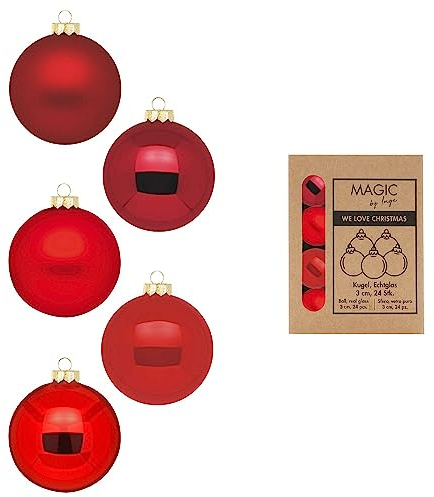 Weihnachtskugeln Glas 3cm x 24 Stück in Kartonbox Christbaumkugeln klein Ruby