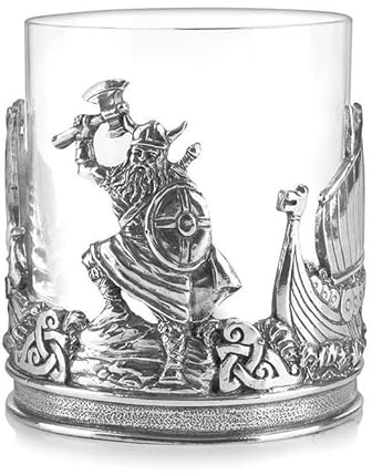 Atemberaubendes Wikinger-Whiskyglas aus Zinn