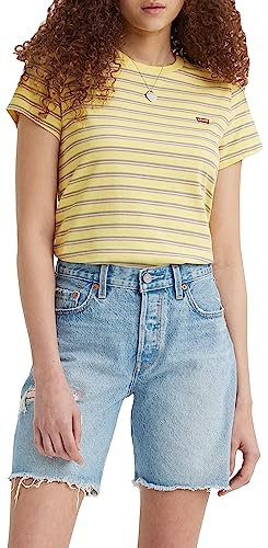 Levi's The Perfect Tee, T-Shirt Donna, Cool Stripe Powdered Yellow, XS