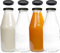 mikken 4 x Glasflasche 500 ml Flasche mit Deckel schwarz + 4 Ersatzdeckel und 4 Etiketten