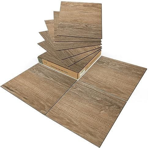 Art3d Lot de 30 dalles de sol autocollantes en PVC - 30 x 30 cm - Pour bricolage - Sol en vinyle imperméable - Aspect bois - Pour cuisine, salle à manger, chambre à coucher - 2,7 m² - Marron clair