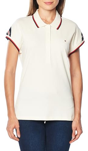 Tommy Hilfiger Damen Poloshirt Kurzarm Regular Fit, Weiß (Calico), S