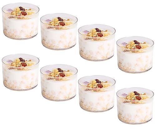 Greyoe verres à dessert, 4 pièces tasse à dessert transparente bouteille en verre pudding ronde Mini tasse boisson au jus résistant aux hautes températures pour boisson crème glacée dessert (A(8))