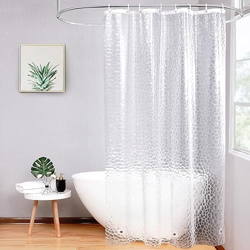 AooHome Duschvorhang Wasserdicht, Duschvorhänge 120x200cm mit 3 Magnete unten, Eva Halbtranspatent 3D Muster mit 8 Ringe, Anti-schimmel für Badewanne Bad Vorhang