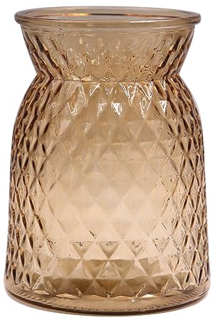 OFFIDIX Glas-Blumenvase, Gitterstruktur, modern, konisch, dekorative Vase für Tisch, Heimdekoration, Büro, Hochzeit, Wohnzimmer (braun)