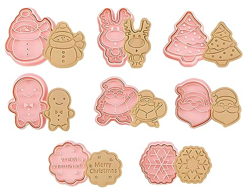 HIMKI Ausstechformen Kinder 3D Cookies Cutter Set, 8-/10-teilig DIY Keksausstecher Plätzchenformen mit mehr Mustern für Weihnachten Halloween Ostern Geburtstag Kinderparty usw (8pcs-Weihnachten-A)