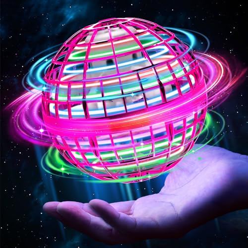 Flying Spinner Boule Volante Lumineuse, 360 ° Rotation Suspension Manuelle avec Lumière LED,Capteur Intelligent Flying Boomerang Ball, Magique Mini Drone pour Garçon et fille, Cadeau Noel pour Enfants