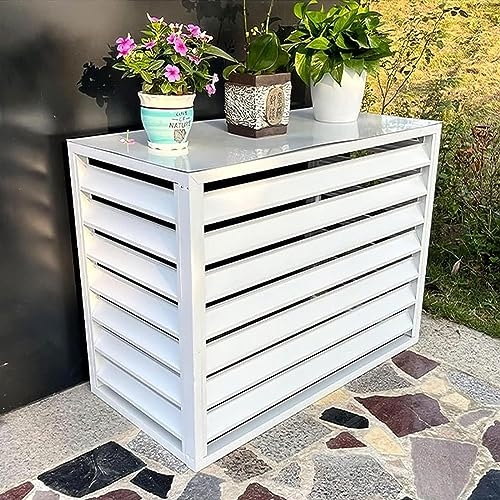 Zaun for Klimaanlagen, Klimaanlagenabdeckungen for den Außenbereich, Klimaanlagenabdeckung aus Aluminium, Sichtschutzzaun, Fensterläden for Blumenregale, freistehender Raumteiler mit Lamellen,Braun (