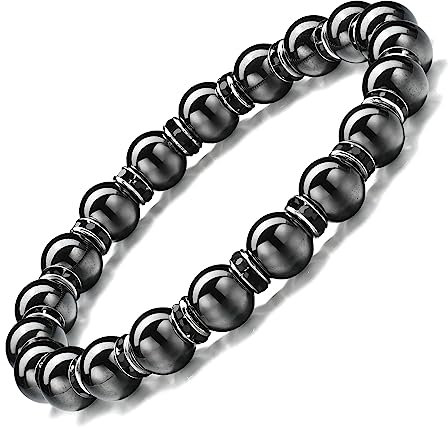 Apocalyptic-K Magnetarmband für Männer und Frauen,6/8MM,Magnetarmband mit Strasssteinen,Antistatisch, (Schwarz Strasssteinen,8MM)