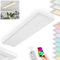 LED Deckenpanel Vex, dimmbare Deckenleuchte aus Metall/Kunststoff in Weiß, 120cm, 38 Watt, 4000-4500 Lumen, 2700+6500 Kelvin, RGB Farbwechsler, steuerbar über Smart App oder beiliegender Fernbedienung