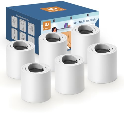 wowatt 6 Packs Faretti Led Soffitto Bianco, Faretto da Soffitto Orientabili, con Attacco GU10, Faretti Soffitto in Alluminio, Ø 80 * 85mm, Senza lampada GU10