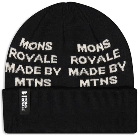 Mons Royale Mccloud Graphic Beanie Schwarz - Merino Lässige moderne Merino Beanie, Größe One Size - Farbe Black