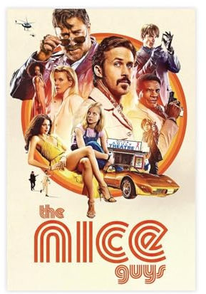Klassische Filme The Nice Guys Leinwand-Poster, Wandkunst, Dekor, Bild, Gemälde für Wohnzimmer, Schlafzimmer, Dekoration, ungerahmt, 50 x 75 cm