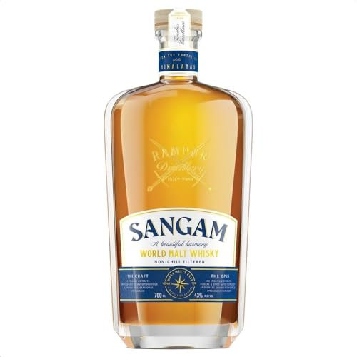 Rampur - Sangam World Malt Whisky - Whisky - 43% ABV - 70cl - Single Bottle - Unique, Smooth & Delicate - Premium Whisky - Complex Tasting Notes
