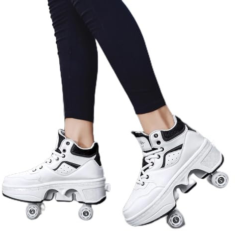 Shoes with Wheels, 2-in-1 Multifunctional 4-Wheel Shoes with Roller Skates, Deformation Shoes for Men, Women and Children,38