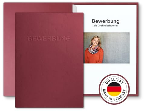 10 Stück 2-teilige Bewerbungsmappen mit 1 Klemmschiene in feinster Lederstruktur und hochwertiger Prägung „BEWERBUNG“ (Bordeaux, 10 Stück)