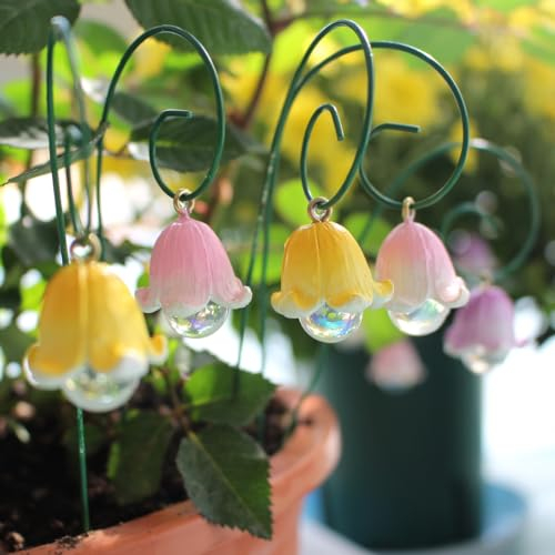 Set of 9 Lily of The Valley Bulbs Garden Stake Decorative Flower Stakes Yard Ornaments Outdoor Lawn Pathway Patio Planter Pot Flower Bed Decor (Colorful, 17.5cm/6.9inch)