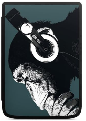 DeinDesign Coque pour liseuse Compatible avec Vivlio Touch Lux 5 Etui pour liseuse Protection pour liseuse Singe Écouteurs Musique