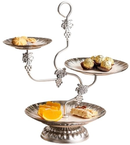 Fruit Bowl Fruit Dish Ceramic 3-Tiered Serving Bowls Tray Set 3 Tier Ceramic Fruit Bowl with Stand for Dessert Fruit Vegetables Fruit Basket for Kitchen Counter Fruit Holder (Color : B, Size : 3-Tie