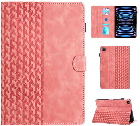 CASAFUNY Hülle für iPad Pro 12.9 6./5./4./3.Generation, Multi-Winkel Folio Schutzhülle mit Auto Schlaf/Wach für iPad Pro 12,9 2022/2021/2020/2018, Rosa