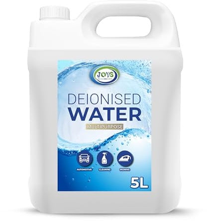 JOVS Deionised Water 5L – Purified, Demineralised Water for Car Batteries, Steam Irons, Radiators, Cleaning – Mineral-Free, Limescale Prevention, Perfect for Household & Automotive Use.