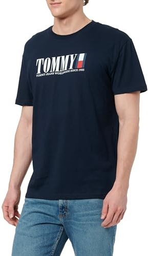 Tommy Jeans Herren TJM Reg DNA Flag Tee EXT Dm0dm21941 S/S T-Shirt, Blue (Dark Night Navy), XS EU
