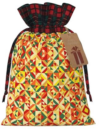 Geometrisch bedrucken Weihnachtsgeschenktüten mit Etiketten, Weihnachtsgeschenktüten, Mini-Aufbewahrungstasche, Weihnachtsfeierbedarf